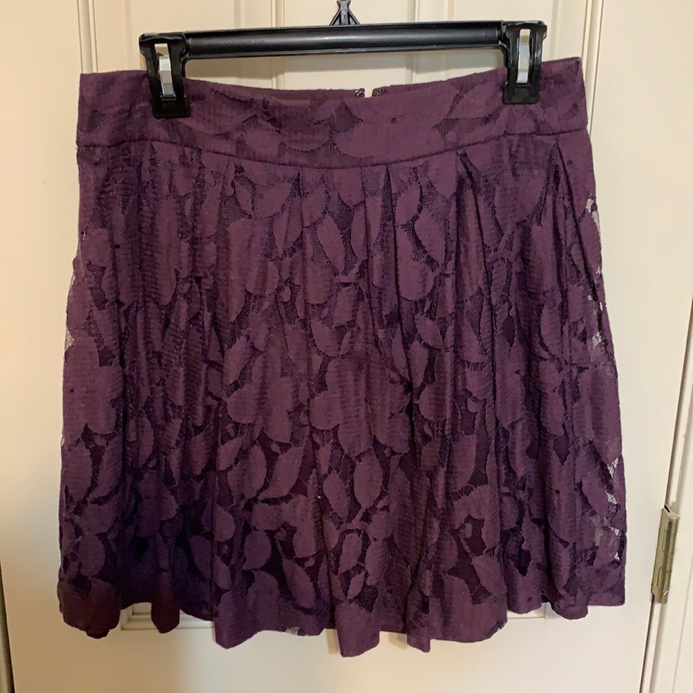 Plum lace skirt from the Loft.